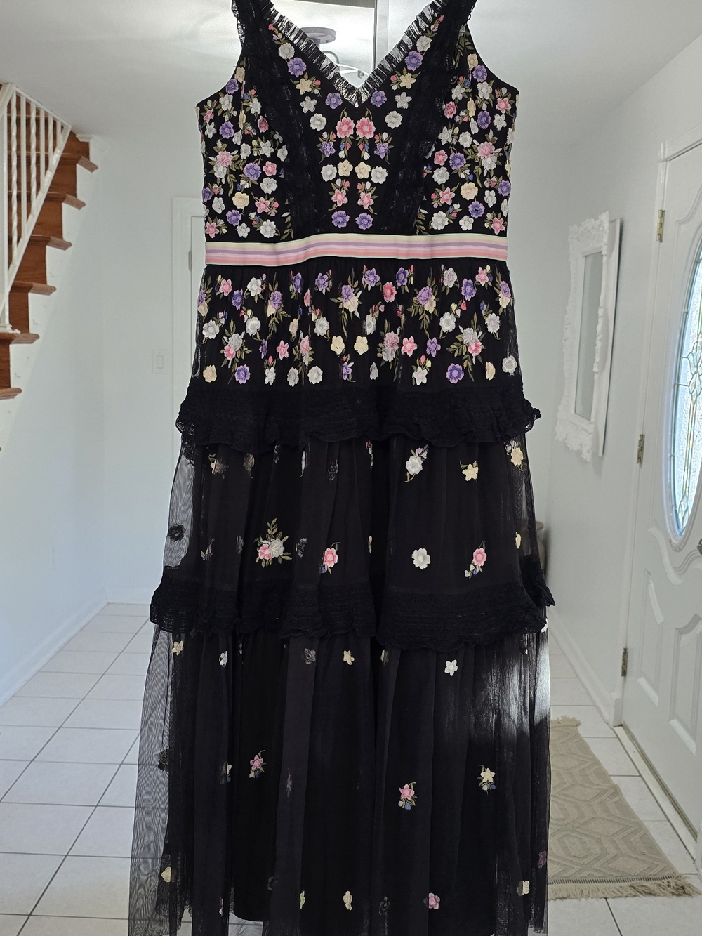 Needle & Thread Black Dress with Lace-Up Detail